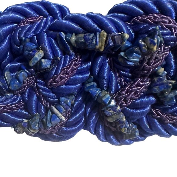 Vintage Bellissimo Royal Blue Braided Stone Women’s Belt - Picture 5 of 11